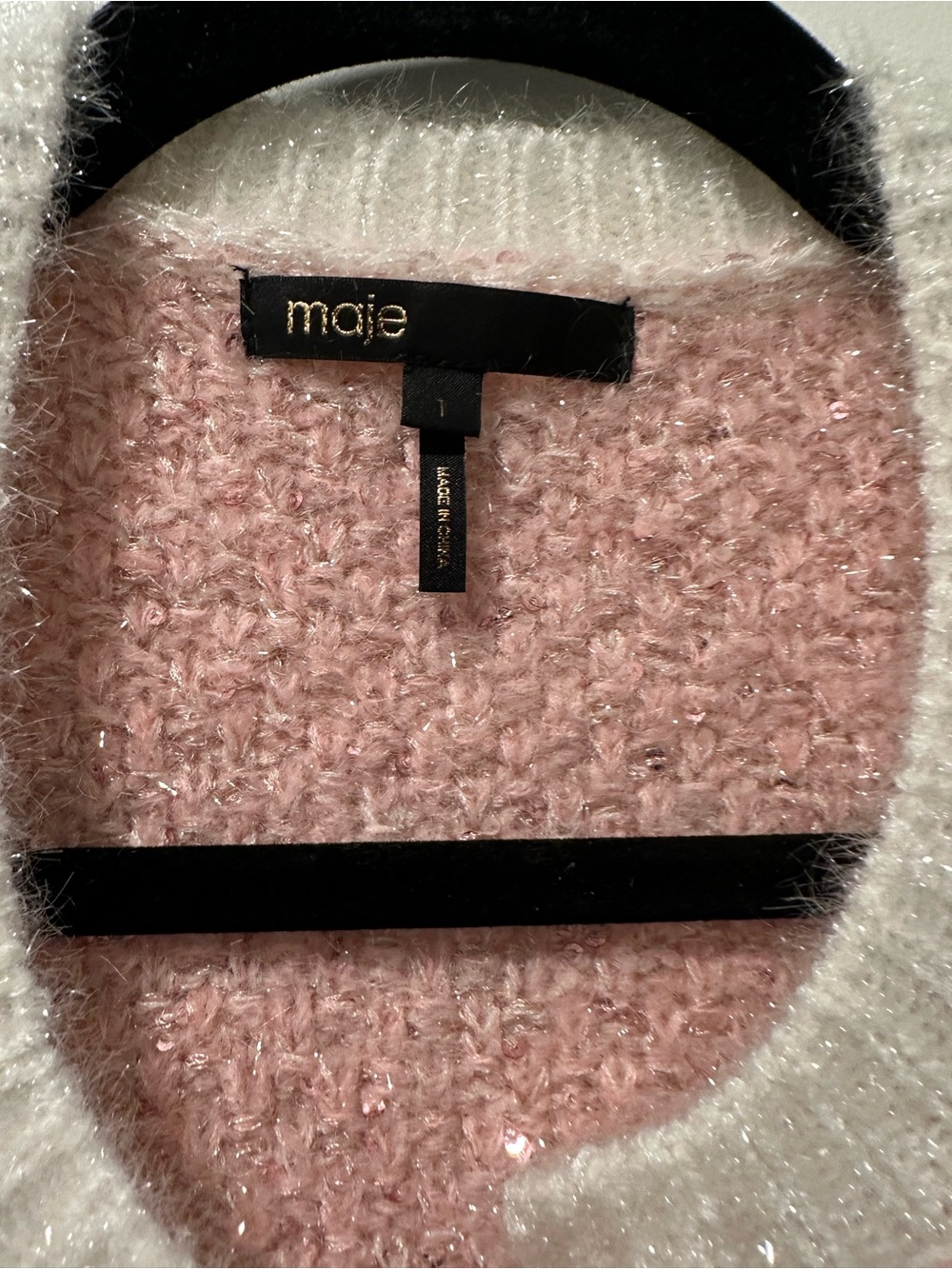 Maje morning lurex Pink and White Bouclé Knit Cardigan - Picture 3 of 6